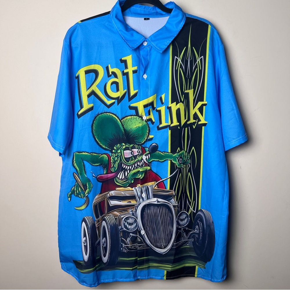 Rat Fink Hawaiian Shirt Kustom Kulture Classic, Nostalgic Hot Rod Artwork Large